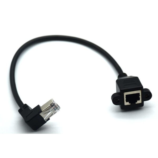 High Quality 30cm UP Down Right Angled 90 Degree 8P8C FTP STP UTP Cat5 RJ45 with screw Lan Ethernet Network Extension Cable 1ft 4