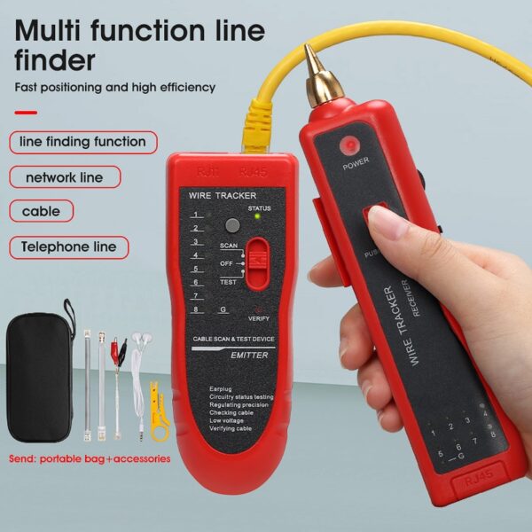 RJ11 RJ45 Cat5 Cat6 Telephone Wire Tracker Tracer Toner Ethernet LAN Network Cable Tester Detector Line Finder 2