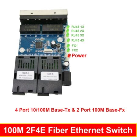 2F4E Fast Erhetnet 30 PCS 2F4E 10/100M Ethernet Switch 2 Fiber Port SC  25KM 4 UTP RJ45 Fiber Optical Switch PCBA Board 1