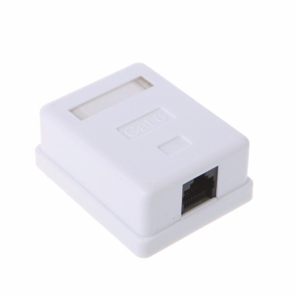 Cat6 RJ45 8P8C Wall Coupler Jack Adapter UTP Unshielded Single Port Desktop Mount Box White C26 4