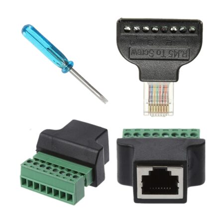 RJ45 Ethernet Female to 8 Pin Screw Terminal Connector Male to 8 Pin AV Terminal Adapter Block Cable for CCTV Digital Plug Jack 1