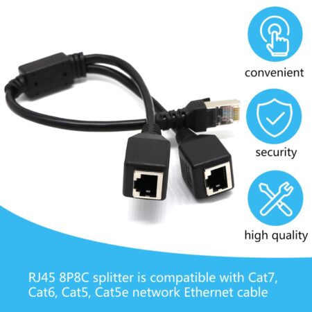 RJ45 1 To 2 Female Socket Port LAN Ethernet Network Splitter Extender Stable Transmission Cat5e Cat5 Cat6 Easy Adapter Cable 1