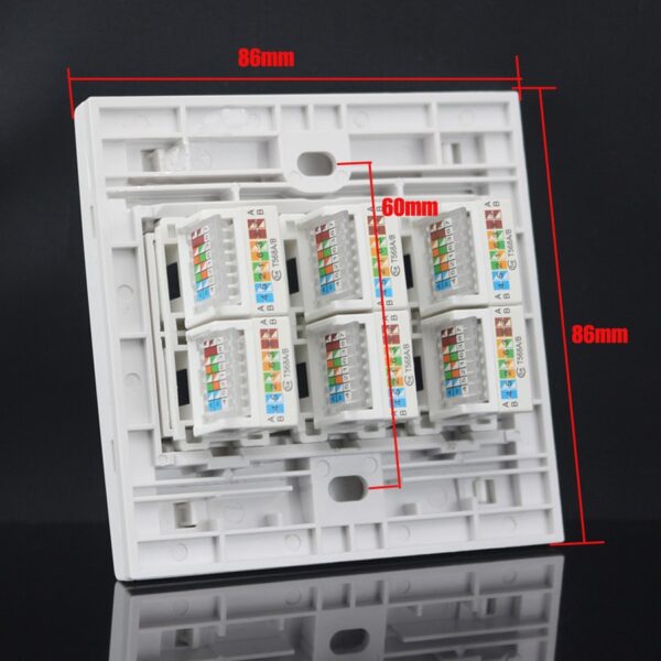 xintylink rj45 Socket jack modular 6 Port cat5e cat6 Keystone Wall Face plate Faceplate toolless white wall socket panel 86mm 2