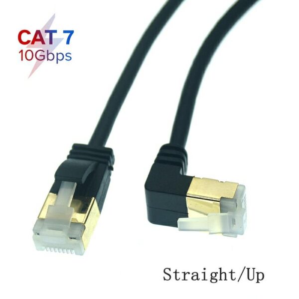 Ethernet Cable RJ45 Cat7 Lan Cable UTP RJ45 Network Cable for Cat6 Compatible Patch Cord 90 Degree Right Angle 10Gbps 0.5m-5m 3