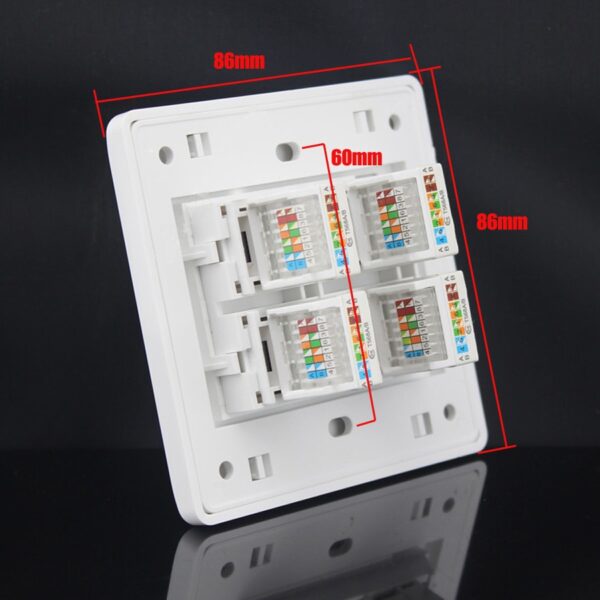 xintylink rj45 Socket jack modular 4 Port cat5e cat6 Keystone white pc Wall Face plate Faceplate toolless wall socket panel 86mm 2