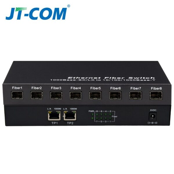 Gigabit Network SFP Fiber Switch 1000Mbps SFP Media Converter 8 SFP Fiber Port and 2 RJ45 Port 8G2E Fiber Ethernet Switch 6