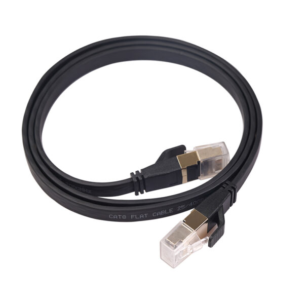 Bochara Gold Plated Flat Cat8 Ethernet Rj45 Cable Male to Male Multi-Shielded For Modem Router LAN Network 50cm 1m 1.8m 3