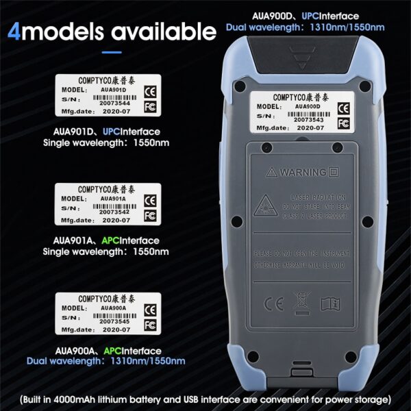 AUA900D mini pro OTDR Reflectometer 9 functions in 1 device OPM OLS VFL Event Map RJ45 Ethernet Cable Sequence Distance Tracker 4