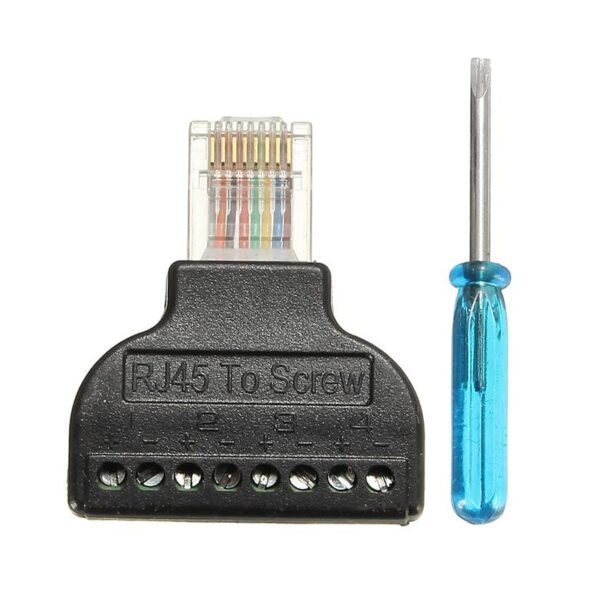 RJ45 Ethernet Female to 8 Pin Screw Terminal Connector Male to 8 Pin AV Terminal Adapter Block Cable for CCTV Digital Plug Jack 5