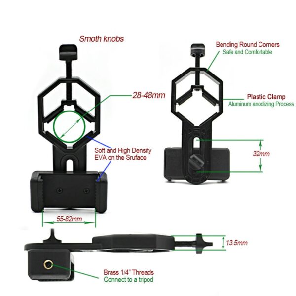 Universal Plastic Telescope Smart Phone Adapter Mount for Binocular Monocular Spotting Scope Telescopi 2