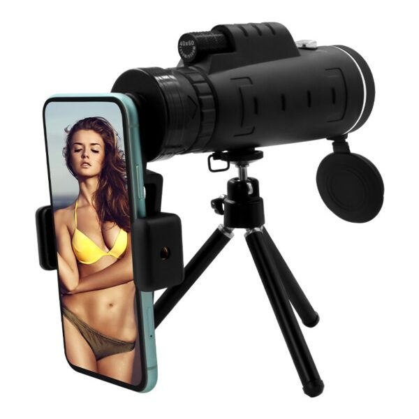 Telescope Monocular 40X60 Zoom Monocular Binoculars Clear Weak Night Vision Pocket Telescope with SmartPhone Holder for Camping 2