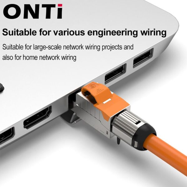 ONTi Cat6A Cat7 Cat8 Industrial Ethernet Connector RJ45 Shielded Field Plug Tool Free Easy Metal Die-Cast Termination Conector 5