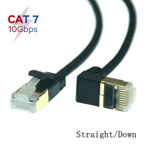 Ethernet Cable RJ45 Cat7 Lan Cable UTP RJ45 Network Cable for Cat6 Compatible Patch Cord 90 Degree Right Angle 10Gbps 0.5m-5m 5