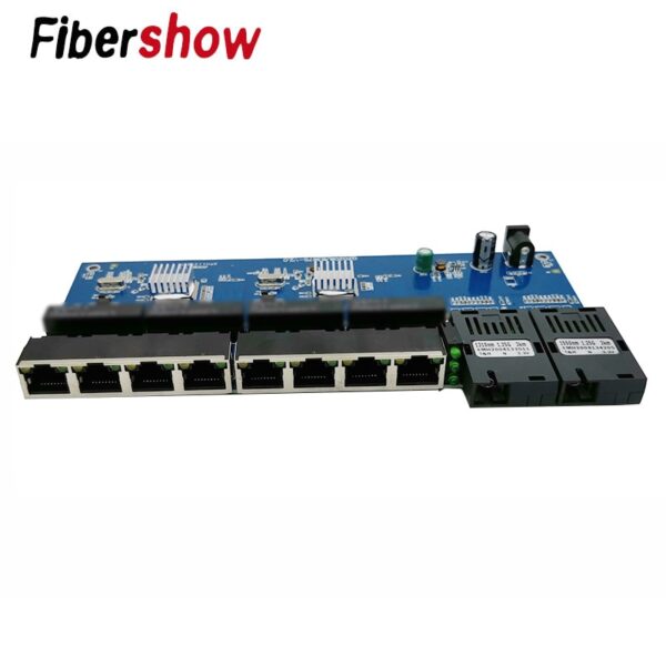 Gigabit Ethernet switch Fiber Optical Media Converter PCBA 8 RJ45 UTP and 2 SC fiber Port 10/100/1000M  Board PCB 1PCS 1