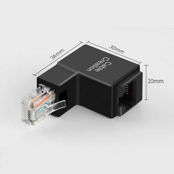 Ethernet Adapter, 90 Degree and 270 Degree RJ45 / 8P8C Ethernet Female to RJ45/8P8C Male, Cat5e/Cat6 Up Angle Ethernet Adapter 4