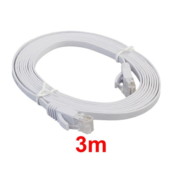 Flat RJ45 LAN Cable 0.5m -5m 98FT Cable CAT6 Flat UTP Ethernet Network Cable RJ45 Patch LAN Cable Black/ White Color New 4