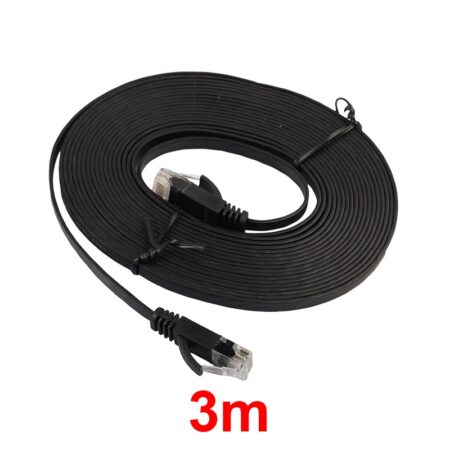 Flat RJ45 LAN Cable 0.5m -5m 98FT Cable CAT6 Flat UTP Ethernet Network Cable RJ45 Patch LAN Cable Black/ White Color New 1