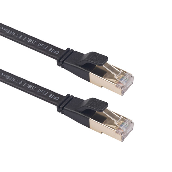 Bochara Gold Plated Flat Cat8 Ethernet Rj45 Cable Male to Male Multi-Shielded For Modem Router LAN Network 50cm 1m 1.8m 6