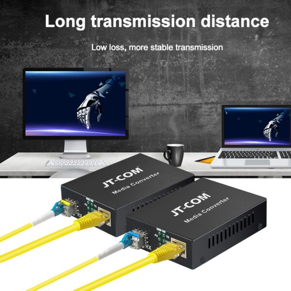 1Gb SFP Fiber to RJ45 Fiber Optic Media Converter 1000Mbps SFP Fiber Switch with SFP Module Compatible Cisco/Mikrotik/Huawei 2