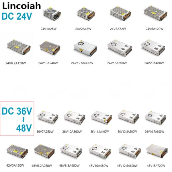 Lincoiah Switching Power Supply Light Transformer AC 100-240V DC 5V 12V 24V 36V 48V Source Adapter SMPS For LED Strips CCTV Lamp 3