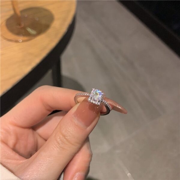 MENGJIQIAO Korean Delicate Square Cubic Zircon Rings For Women Girls Micro Paved Open Adjustable Ring Fashion Jewelry Gifts 5