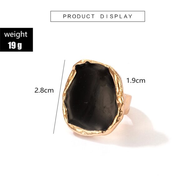 Tocona Bohemian Black Stone Gold Ring for Women Men Charms Dripping Oil Big Joint Ring Gothic Jewelry Accessories кольца 16916 2