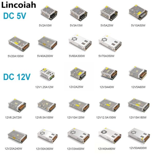 Lincoiah Switching Power Supply Light Transformer AC 100-240V DC 5V 12V 24V 36V 48V Source Adapter SMPS For LED Strips CCTV Lamp 2