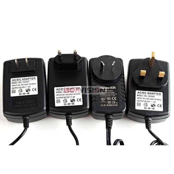 Qualified AC 110-240V To DC 12V 2A CCTV Power Supply Adapter,EU/US/UK/AU Plug ABS Plastic 6