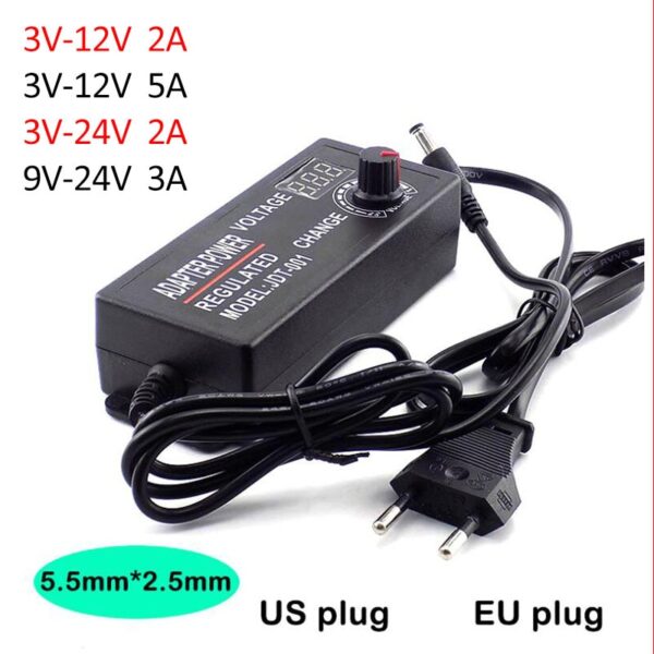 Adjustable Power Supply Switching Adapter AC 100-220V to DC 3V 9V 12V 24V 2A 2000ma 3A 5A CCTV Camera Led Strip Light Adaptor 1