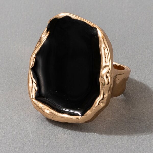 Tocona Bohemian Black Stone Gold Ring for Women Men Charms Dripping Oil Big Joint Ring Gothic Jewelry Accessories кольца 16916 3