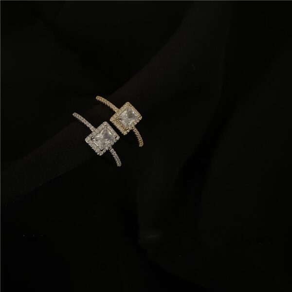 MENGJIQIAO Korean Delicate Square Cubic Zircon Rings For Women Girls Micro Paved Open Adjustable Ring Fashion Jewelry Gifts 6